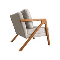 Poltrona Mona Monique Luxo Base Madeira Maciça Cerejeira Linho Bege - 3