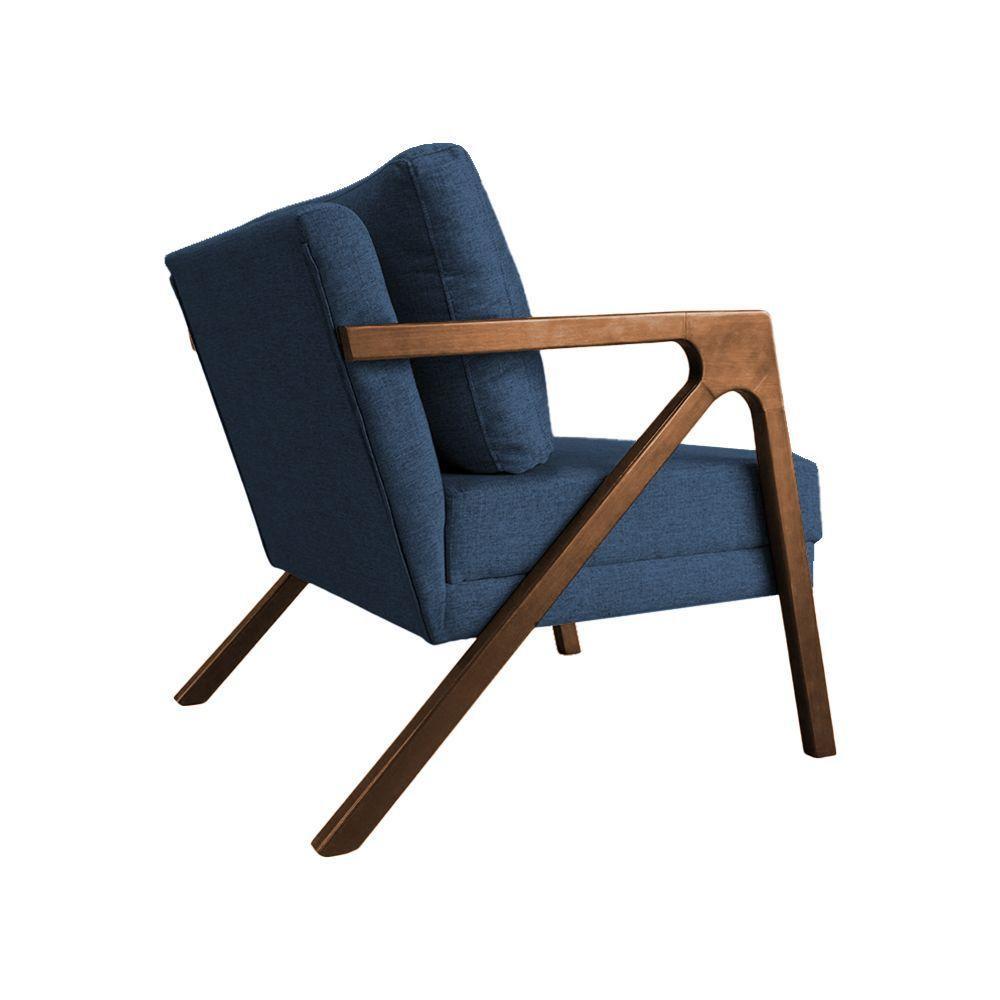 Kit 2 Poltronas Mona Monique Luxo Base Madeira Maciça Mel Linho Azul - 5