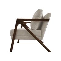 Kit 2 Poltronas Mona Monique Luxo Base Madeira Maciça Mel Linho Bege