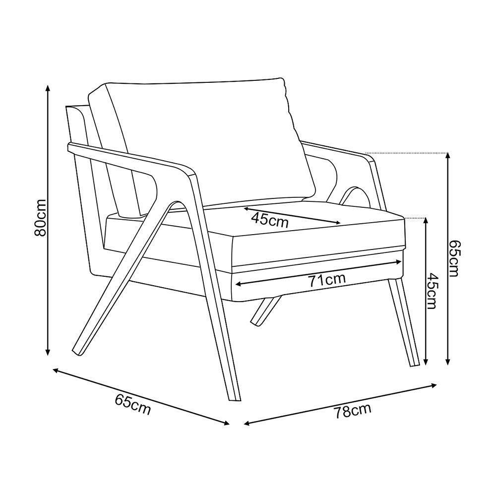 Poltrona Mona Monique Luxo Base Madeira Maciça Castanho Linho Grafite - 4