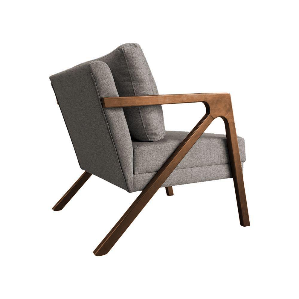 Kit 2 Poltronas Mona Monique Luxo Base Madeira Maciça Mel Linho Grafite - 4