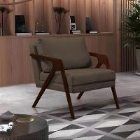 Kit 2 Poltronas Mona Monique Luxo Base Madeira Maciça Castanho Veludo Marrom - 2