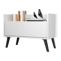 Mesa De Cabeceira 80 Cm C/ Pés Retrô Branca/preta - 1