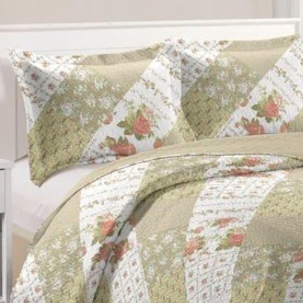 Kit Cobre Leito Colcha Mix King Estampado Dupla Face Floral 3 Peças - Janaína - 2