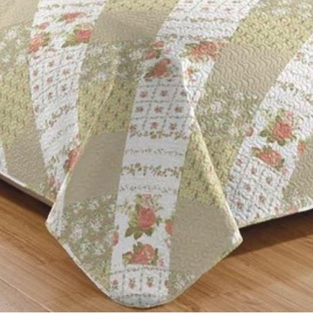 Kit Cobre Leito Colcha Mix King Estampado Dupla Face Floral 3 Peças - Janaína - 3