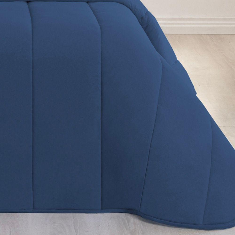 Edredom Cobertor Sonnet Solteiro Malha Lisa Dupla Face 100% Algodão - Azul Marinho - 2