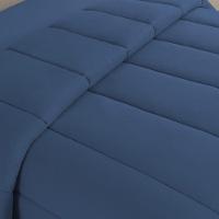 Edredom Cobertor Sonnet Solteiro Malha Lisa Dupla Face 100% Algodão - Azul Marinho - 3