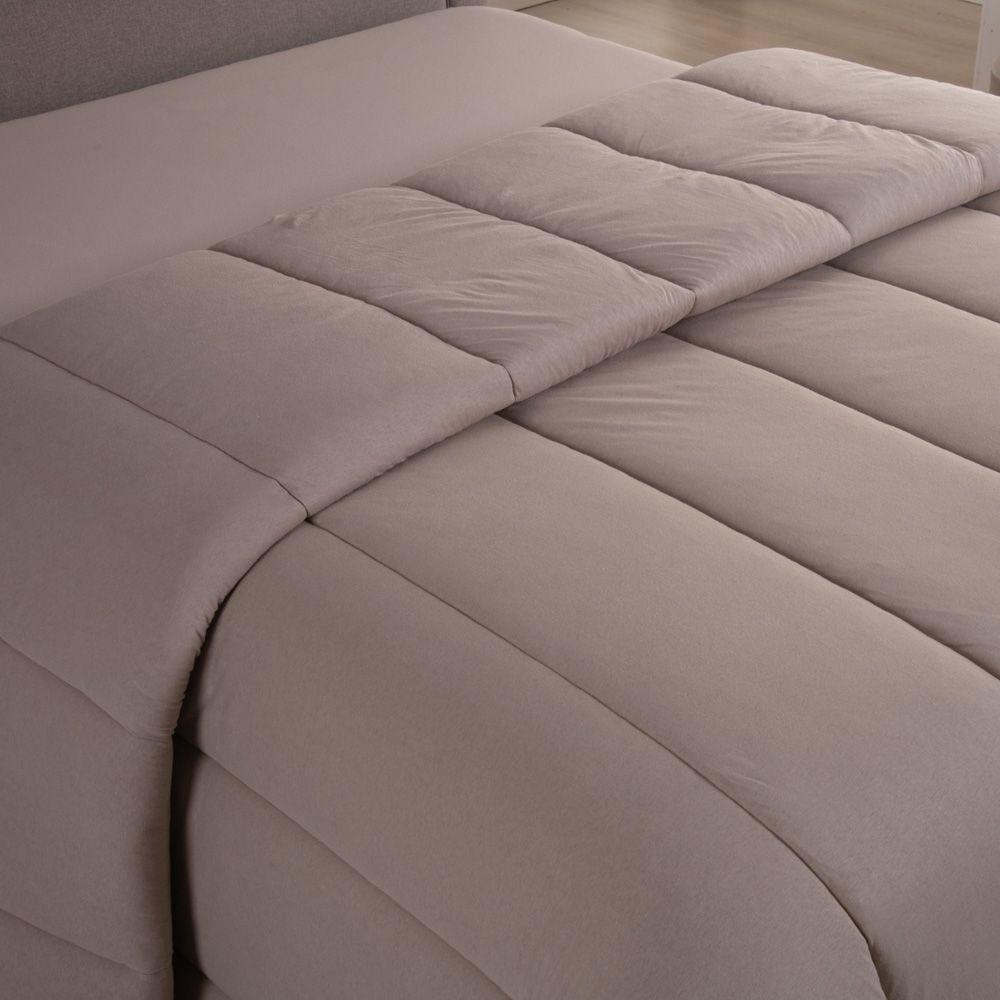 Edredom Cobertor Sonnet Solteiro Malha Lisa Dupla Face 100% Algodão - Bege - 2