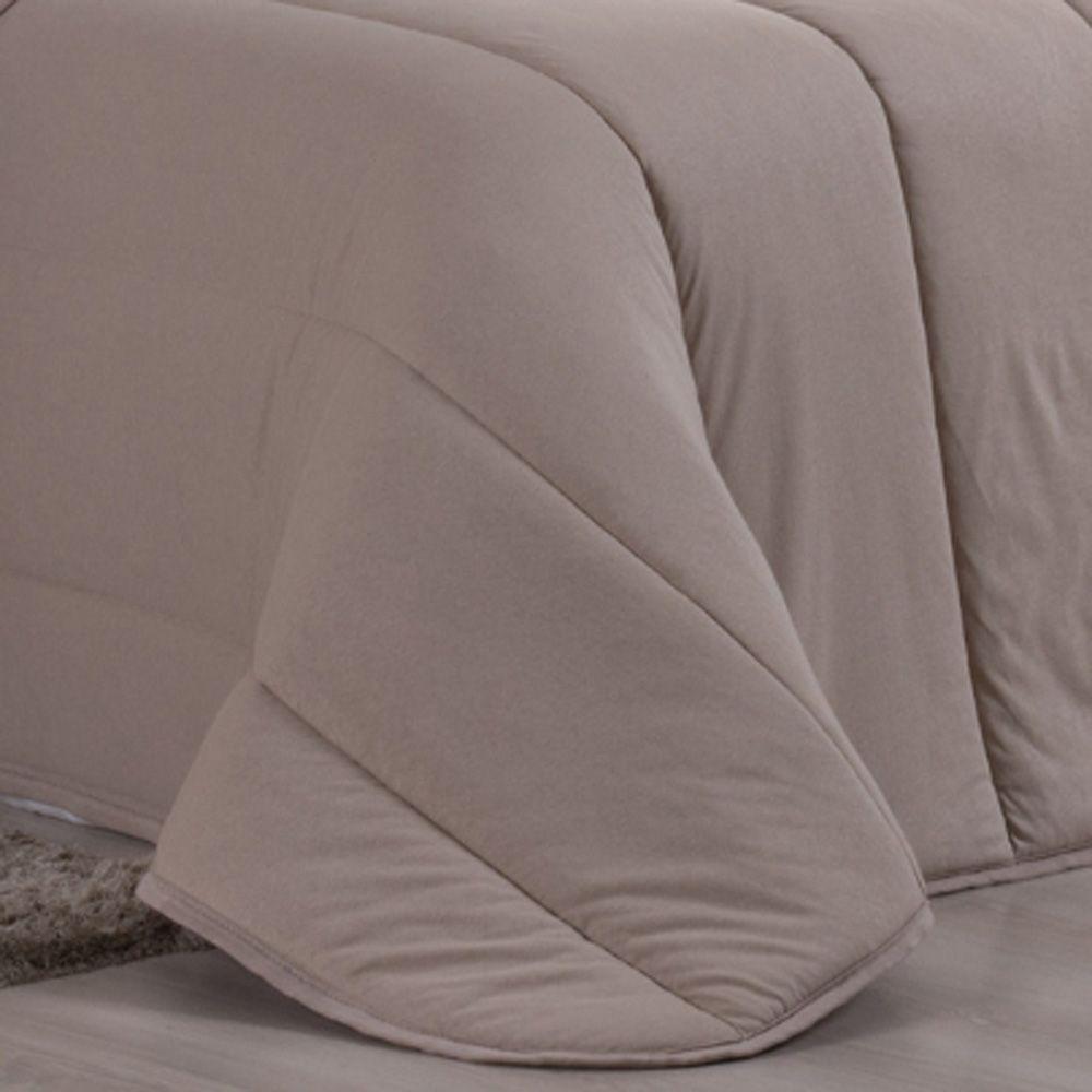 Edredom Cobertor Sonnet Solteiro Malha Lisa Dupla Face 100% Algodão - Bege - 3