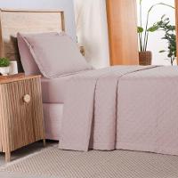 Kit Cobre Leito Colcha Casa Scarpa Atualle Solteiro Dupla Face Microfibra 2 Peças - Rosê