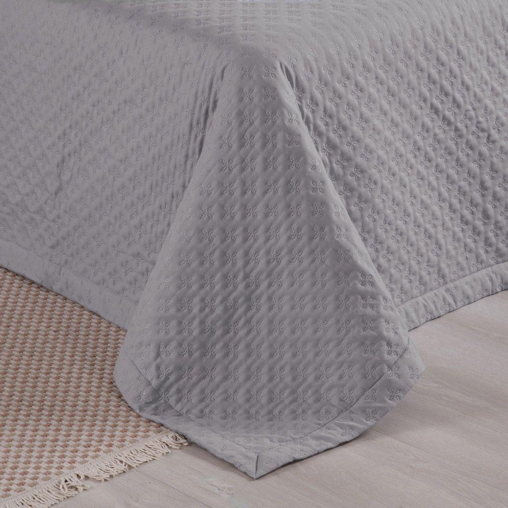 Kit Cobre Leito Colcha Casa Scarpa Atualle Solteiro Dupla Face Microfibra 2 Peças - Cinza - 5