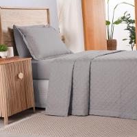 Kit Cobre Leito Colcha Casa Scarpa Atualle Solteiro Dupla Face Microfibra 2 Peças - Cinza
