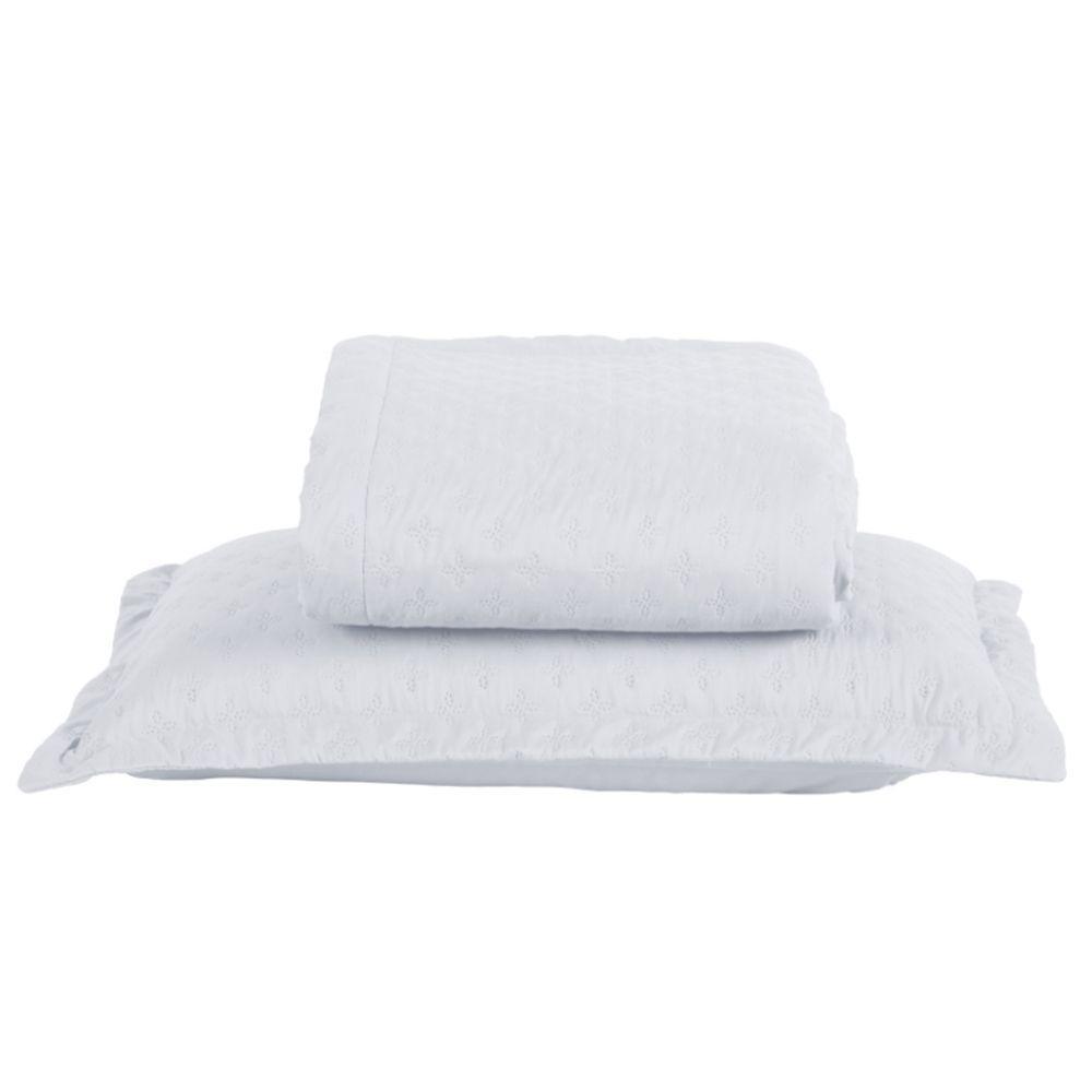 Kit Cobre Leito Colcha Casa Scarpa Atualle Solteiro Dupla Face Microfibra 2 Peças - Branco - 1
