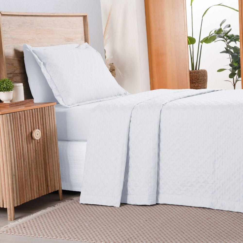 Kit Cobre Leito Colcha Casa Scarpa Atualle Solteiro Dupla Face Microfibra 2 Peças - Branco - 4