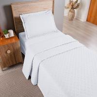 Kit Cobre Leito Colcha Casa Scarpa Atualle Solteiro Dupla Face Microfibra 2 Peças - Branco - 3
