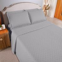 Kit Cobre Leito Colcha Casa Scarpa Atualle Casal Padrão Dupla Face Microfibra 3 Peças - Cinza - 3