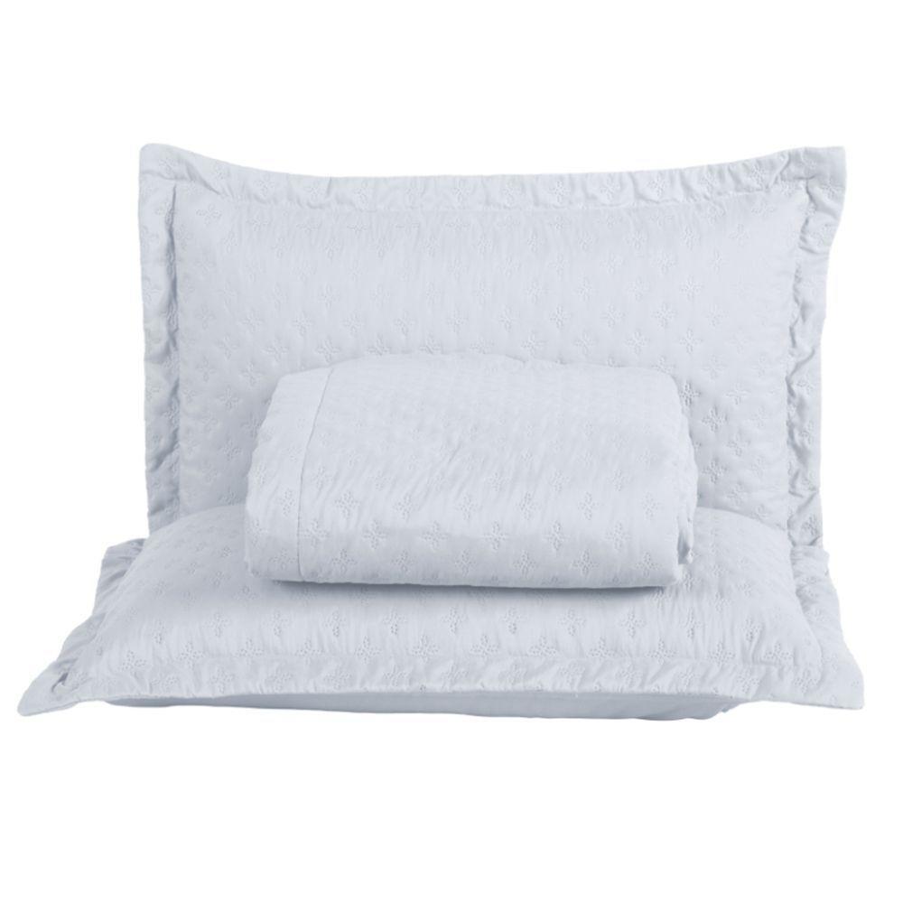 Kit Cobre Leito Colcha Casa Scarpa Atualle King Dupla Face Microfibra 3 Peças - Branco - 1