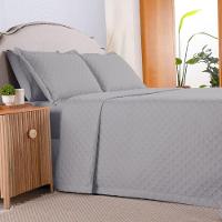 Kit Cobre Leito Colcha Casa Scarpa Atualle King Dupla Face Microfibra 3 Peças - Cinza