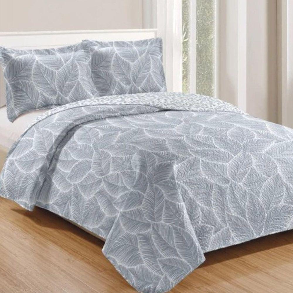 Kit Cobre Leito Colcha Mix King Estampado Dupla Face Floral 3 Peças - Cristiane - 1