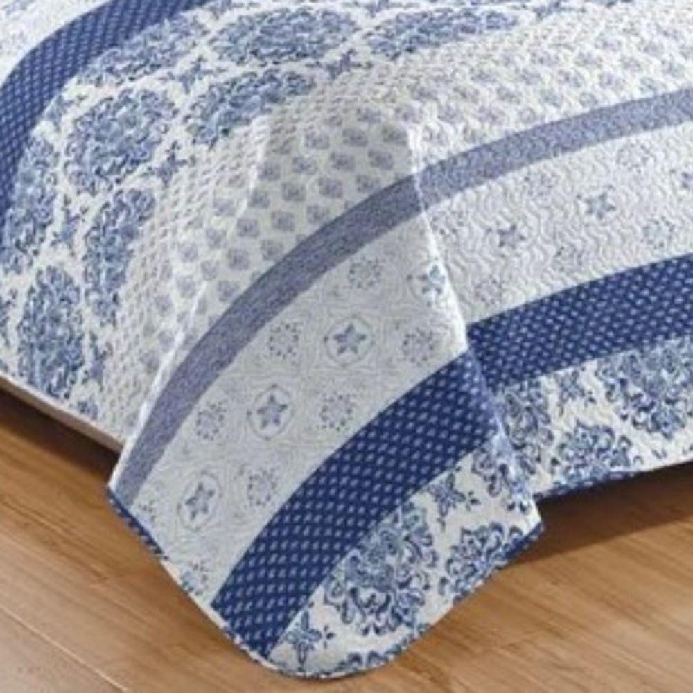 Kit Cobre Leito Colcha Mix King Estampado Dupla Face Floral 3 Peças - Suelen - 3