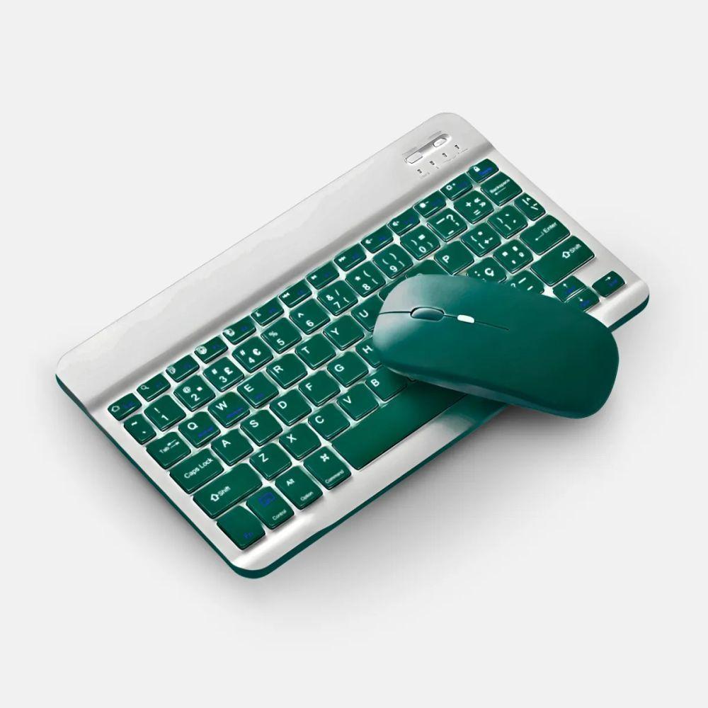 Teclado Sem Fio Bluetooth Recarregável Com Mouse – Verde Escuro - 1