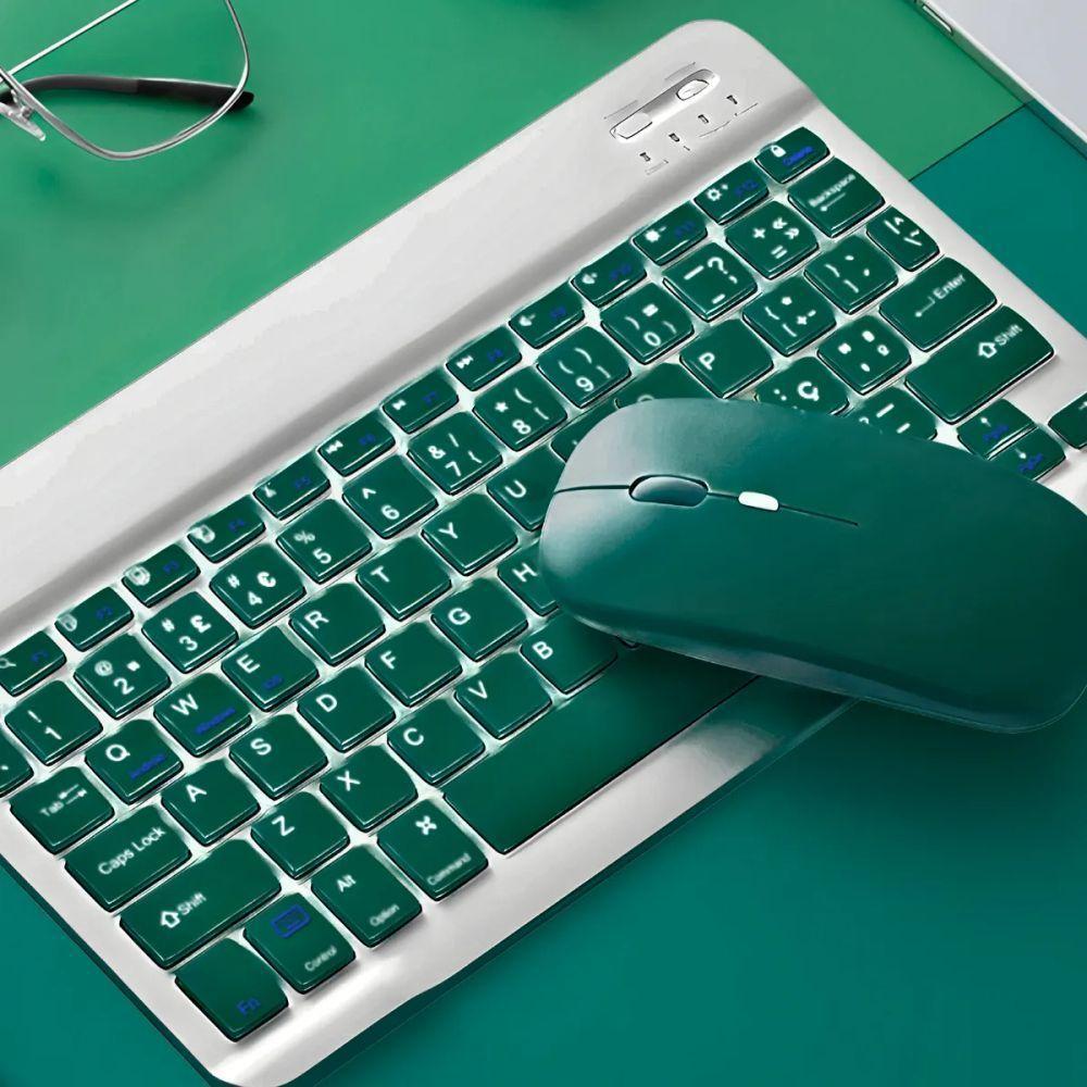 Teclado Sem Fio Bluetooth Recarregável Com Mouse – Verde Escuro - 2