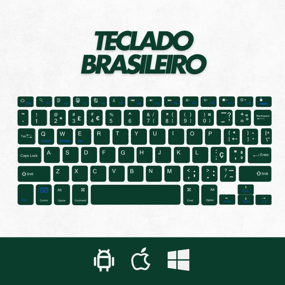 Teclado Sem Fio Bluetooth Recarregável Com Mouse – Verde Escuro - 5