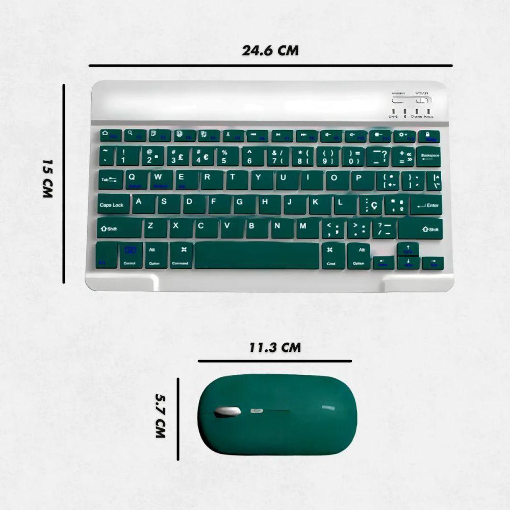 Teclado Sem Fio Bluetooth Recarregável Com Mouse – Verde Escuro - 6