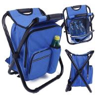 Banqueta Cadeira Mochila Dobrável Bolsa Semi Térmica Portátil 2 Em 1 Camping Pesca Azul - 1