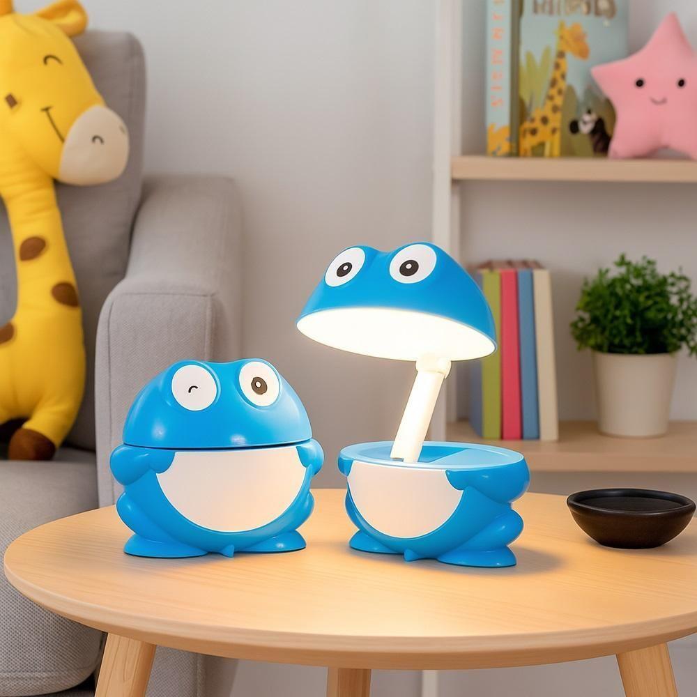 Luminária Infantil Luz Led Quarto Sapinho Abajur Usb Dobrável Articulável Kids Azul - 2