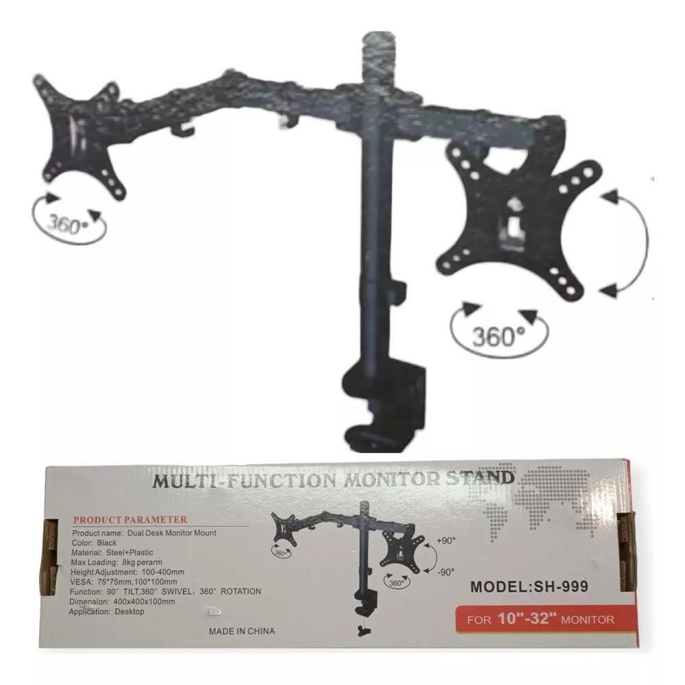 Suporte Duplo Para Monitores 10” A 32” Braço Articulado Giratório De Mesa – Profissional E Ergonômico - 8