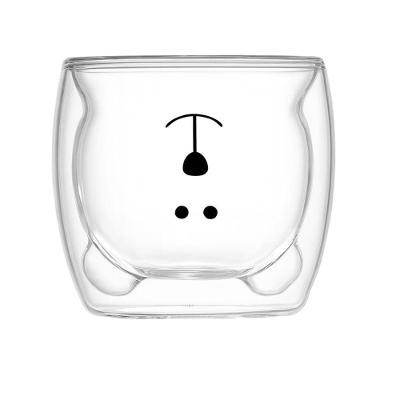 Caneca Urso De Vidro Dupla Camada 250ml Resistente Ao Calor E Frio