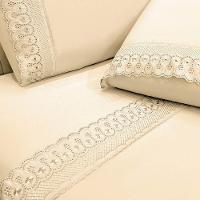 Jogo De Lençol Clara Casal 4 Peças Micropercal 300 Fios Bordado Inglês - Palha - 100% Poliéster - 2