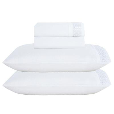 Jogo De Lençol Quadri King 4 Peças Micropercal 300 Fios Bordado - Branco - 100% Poliéster