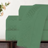 Jogo De Lençol Quadri Queen 4 Peças Micropercal 300 Fios Bordado - Verde - 100% Poliéster - 3