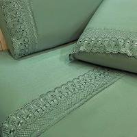 Jogo De Lençol Clara Queen 4 Peças Micropercal 300 Fios Bordado Inglês - Verde - 100% Poliéster - 2