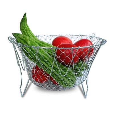 Cesto Multiuso Inox 12 Em 1 Para Frituras Cozimento A Vapor Escorredor E Fruteira Dobrável