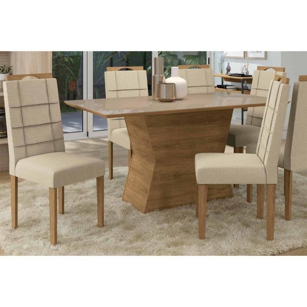 Cadeira Sala De Jantar Flora 2cad161 Madeirado Kit 2 Un Carvalho/suede Capuccino - Kappesberg - 3