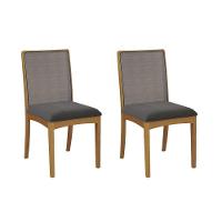 Cadeira Sala De Jantar Lara 2cmm009ca Premium Madeira Maciça Kit 2 Un Carvalho/boucle Grafite/tela Grafite - Kappesberg - 1