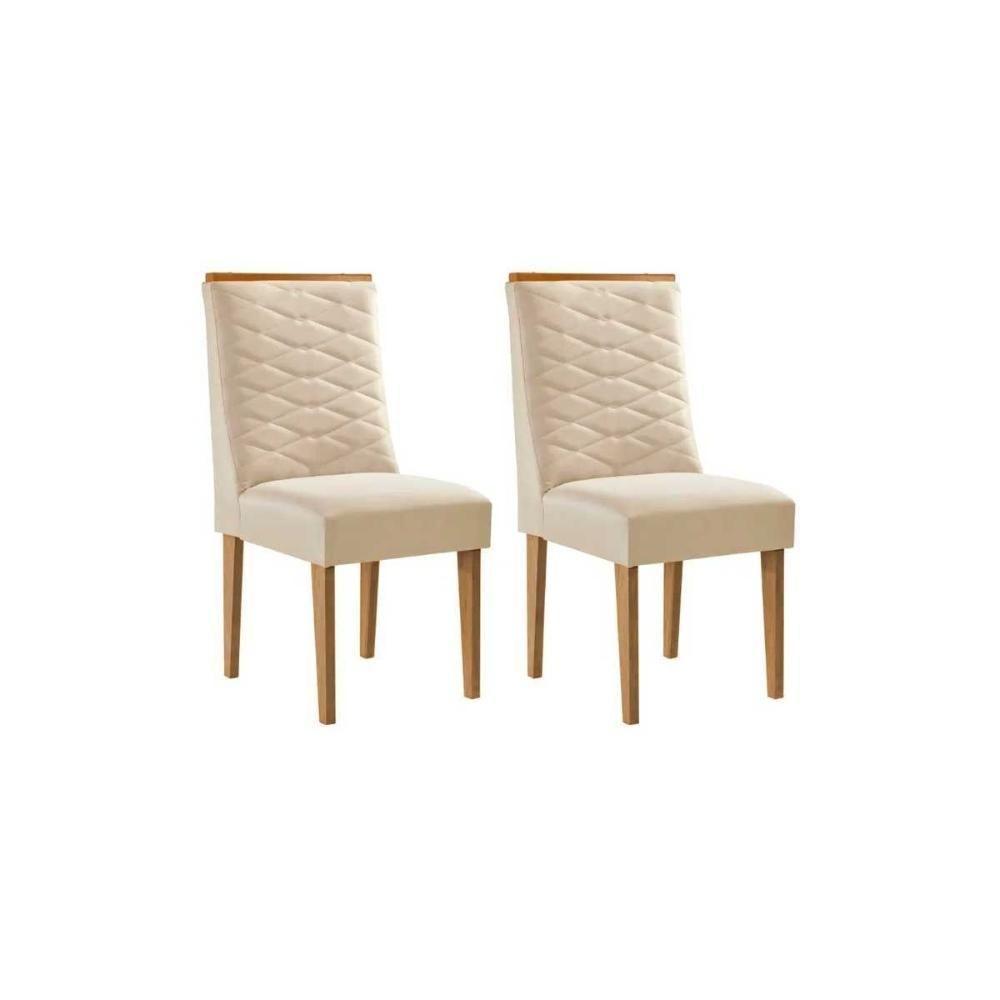 Cadeira Sala De Jantar Maldivas Kit 2 Un Madeira Capuccino/suede Creme - Rufato - 1