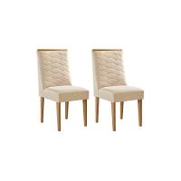 Cadeira Sala De Jantar Maldivas Kit 2 Un Madeira Capuccino/suede Creme - Rufato - 1