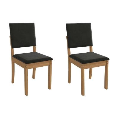 Cadeira Sala De Jantar Luna 2cad160 Madeirado Kit 2 Un Canela/suede Preto - Kappesberg