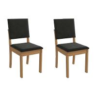 Cadeira Sala De Jantar Luna 2cad160 Madeirado Kit 2 Un Canela/suede Preto - Kappesberg - 1