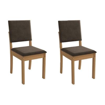 Cadeira Sala De Jantar Luna 2cad160 Madeirado Kit 2 Un Canela/suede Capuccino - Kappesberg