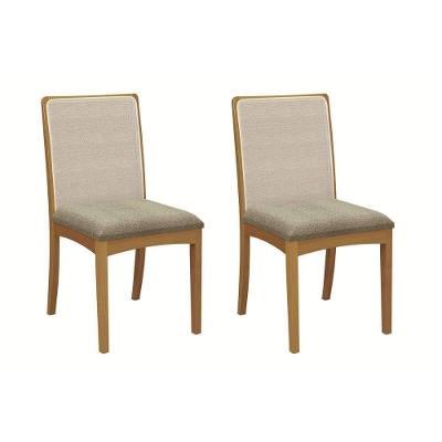 Cadeira Sala De Jantar Lara 2cmm009ca Premium Madeira Maciça Kit 2 Un Carvalho/boucle Bege Fendi/tela Bege - Kappesberg