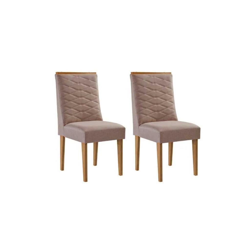 Cadeira Sala De Jantar Maldivas Kit 2 Un Madeira Capuccino/linho Capuccino - Rufato - 1