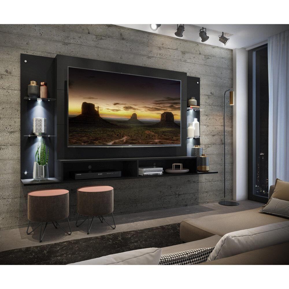 Painel Tv 60" Com 2 Leds Vegas Multimóveis V3396 Preto Preto - 2