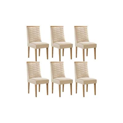 Cadeira Sala De Jantar Maldivas Kit 6 Un Madeira Capuccino/suede Creme - Rufato