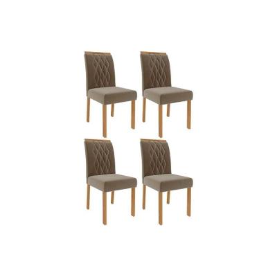 Cadeira Sala De Jantar Juliana Wood Kit 4 Un Carvalho/suede Joli Capuccino - Cimol