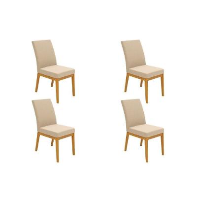 Cadeira Sala De Jantar Isadora Kit 4 Un Ipe/suede Creme - Dj Móveis